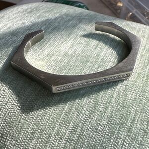 B.Tiff Edge Pave Hexagon Bangle Bracelet Steel